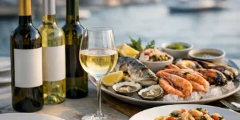 Etichette venete per menu di pesce ben costruito